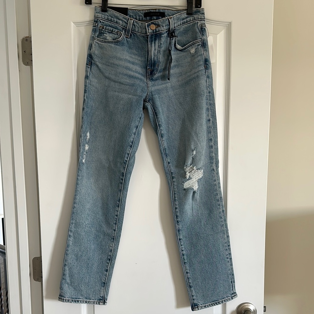 J Brand Adele Mid Rise Straight jeans, size 26, archive destruct color